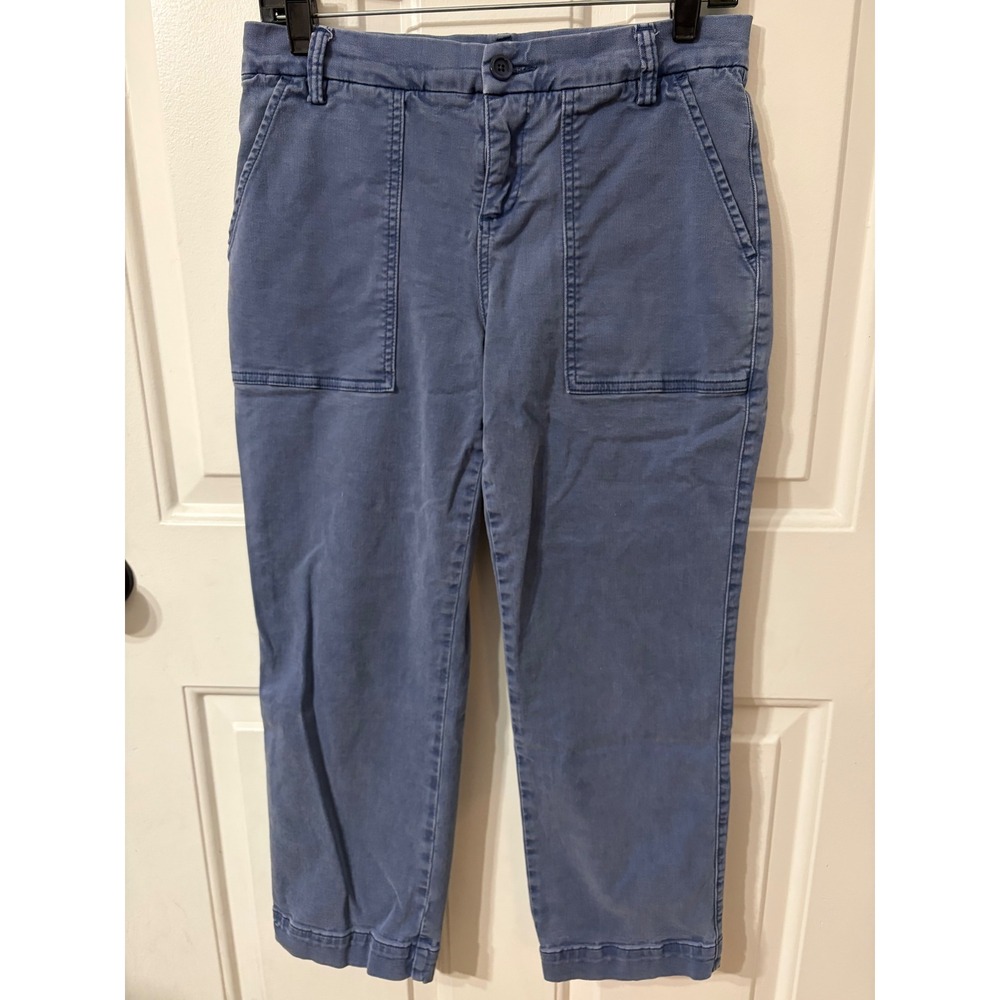 Lila Ryan | Utility Crop Pants || 8 || Blue Faded Stretch Twill Cargo|